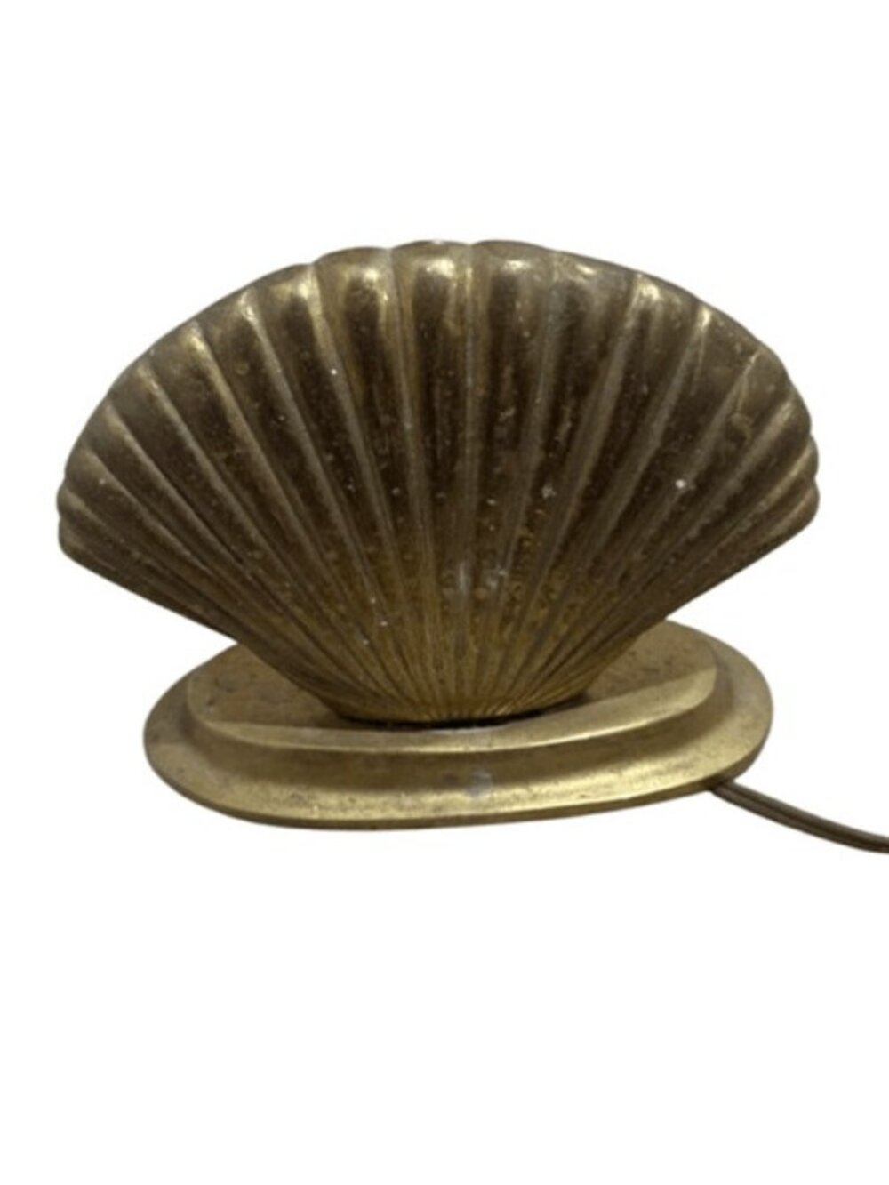 Vintage Mid Century Style Clam Shell Shape Solid Brass Wired Table Lamp